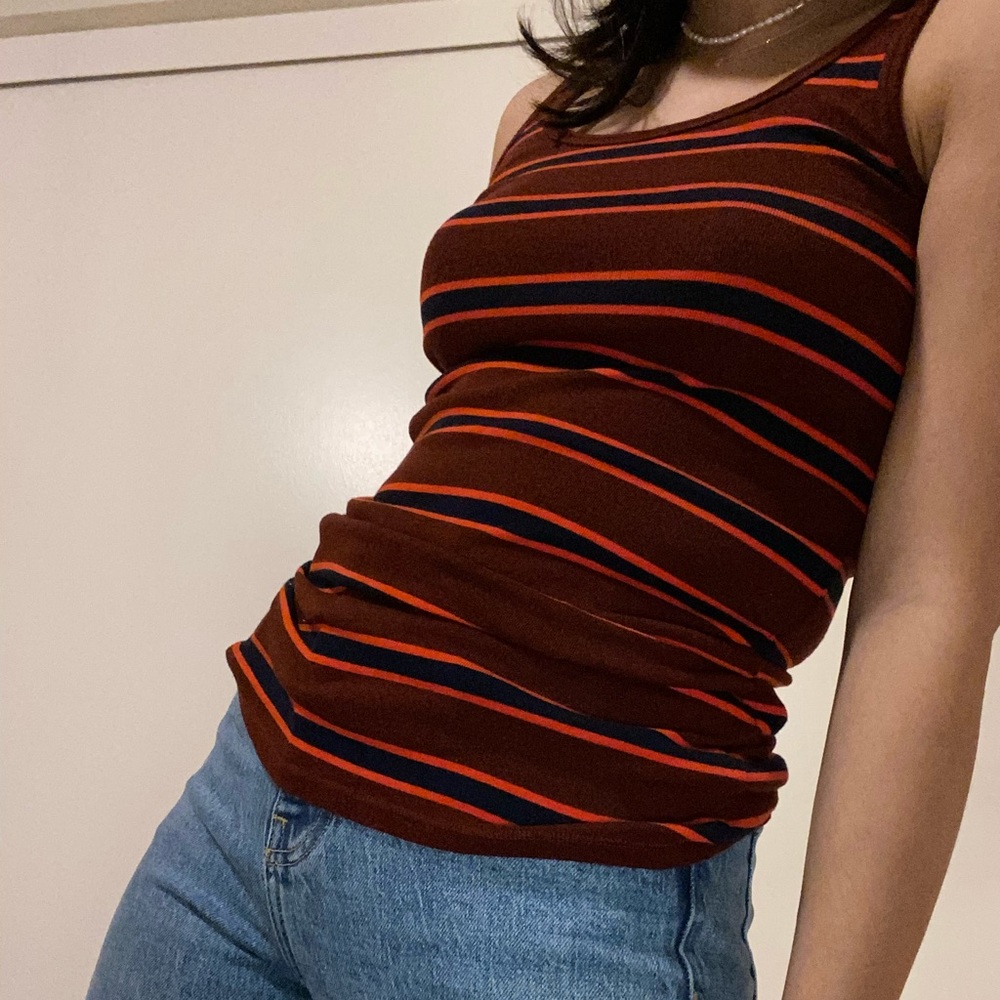 red maroon striped tank